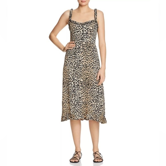 Faithful the Brand Noemie Leopard Print Midi Dress Size 6 - Picture 1 of 15